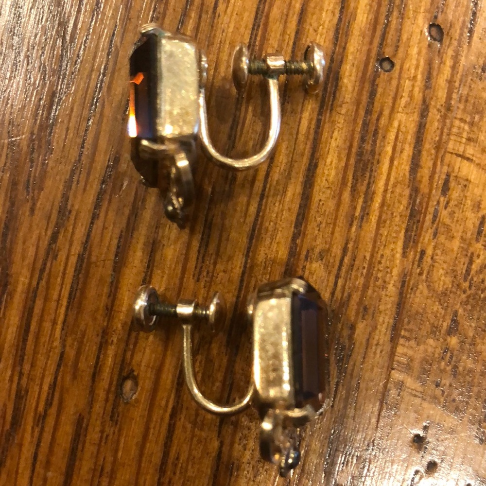 Vintage Amber Rectangular Earrings - image 4